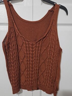 SHEIN Rust Cable Knit Tank Top